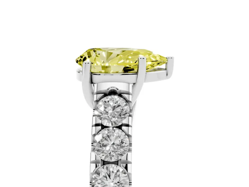 Pear-Shaped Engagement Ring Setting for a Fancy Yellow Lab-Grown Diamond | White Gold - Design NV-24643