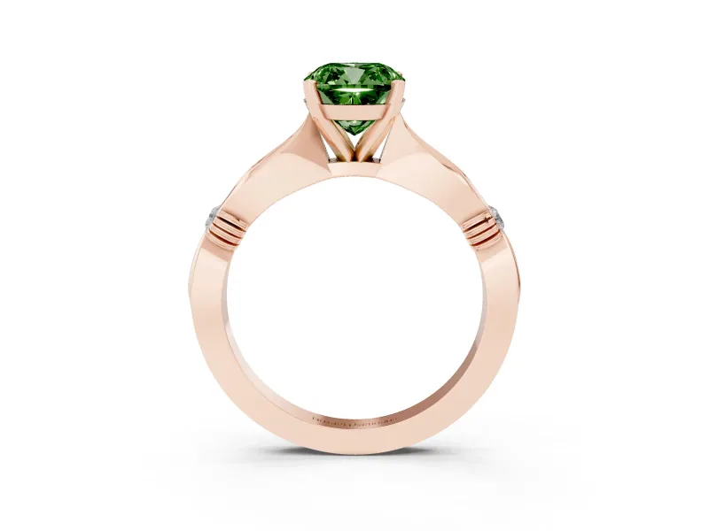 Cushion Cut Floral Solitaire Engagement Ring Setting for a Fancy Green Lab-Grown Diamond | Rose Gold