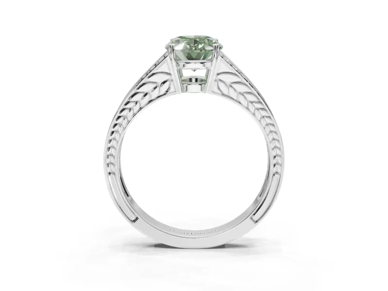 Oval Split Shank Pavé Engagement Ring Setting for a Fancy Green Lab-Grown Diamond | Platinum