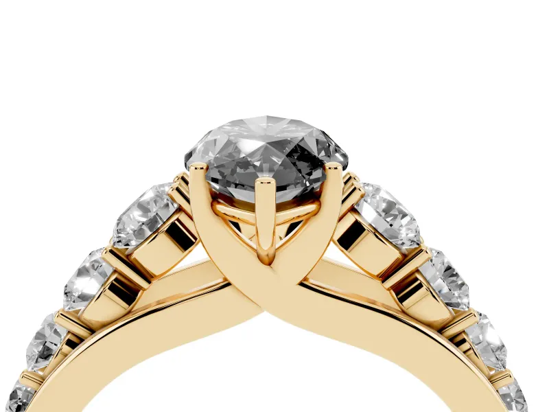 Marquise Engagement Ring Setting for a Black Center | Yellow Gold