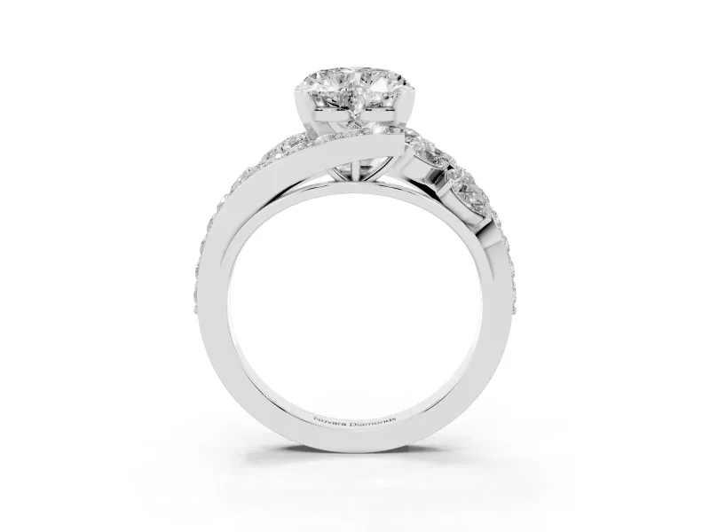 Heart-Shaped Bypass Pavé Engagement Ring Setting | Marquise and Pear Accents | Platinum