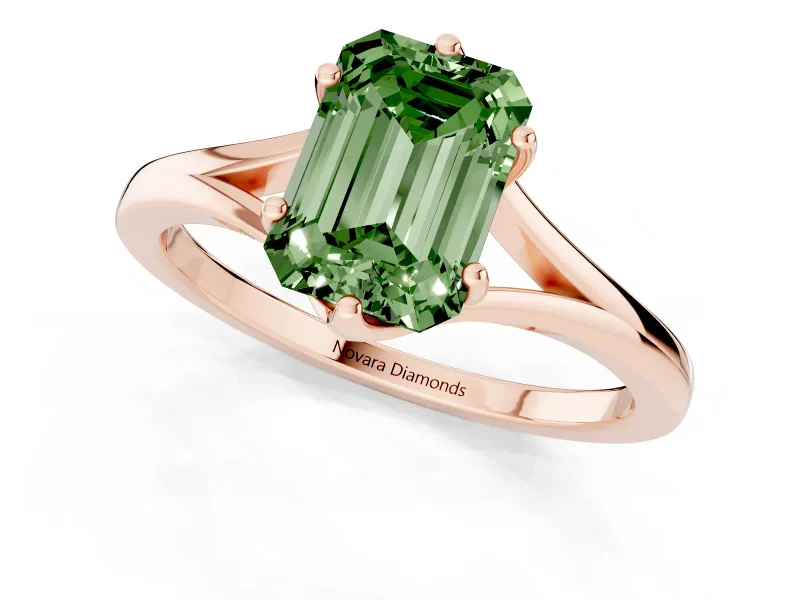 Emerald Cut Split Shank Engagement Ring Setting for a Fancy Green Lab-Grown Diamond | Rose Gold