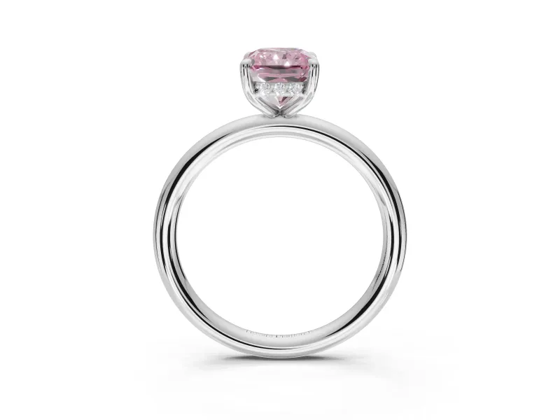 Radiant Cut Hidden Halo Ring Setting for a Fancy Pink Lab-Grown Diamond | Sterling Silver