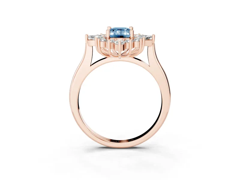 Emerald Cut Engagement Ring Setting for a Fancy Blue Lab-Grown Diamond | Rose Gold - Design NV-24790