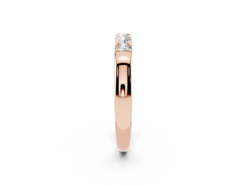 Round Diamond Half Eternity Band Set in Rose gold with Channel Setting