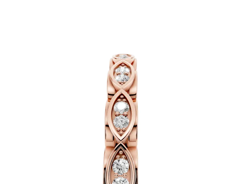 Round Lab-Grown Diamond Pavé Wedding Band | Openwork Marquise Frames | Rose Gold
