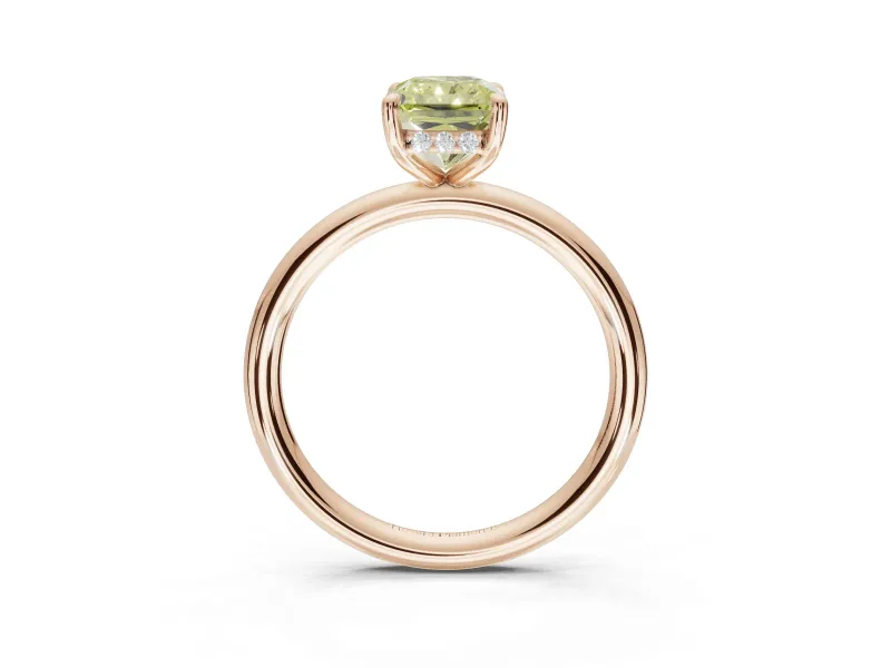 Radiant Cut Hidden Halo Ring Setting for a Fancy Yellow Lab-Grown Diamond | Rose Gold