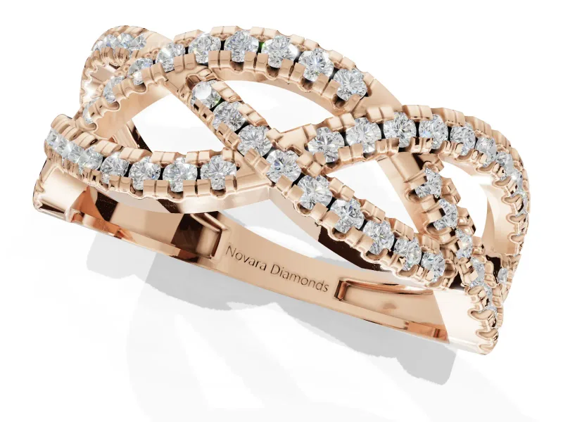 Round Lab-Grown Diamond Braided Pavé Wedding Band | Open Braid | Rose Gold