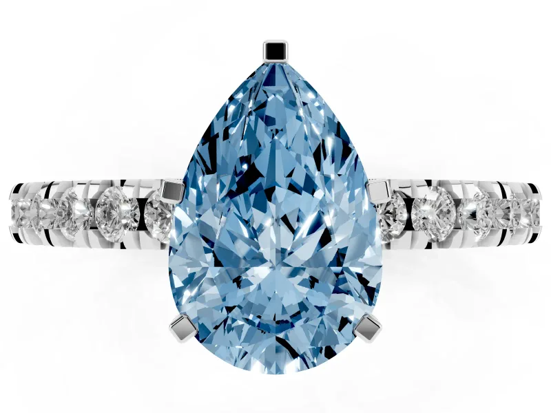 Pear-Shaped Pavé Engagement Ring Setting for a Fancy Blue Lab-Grown Diamond | Sterling Silver