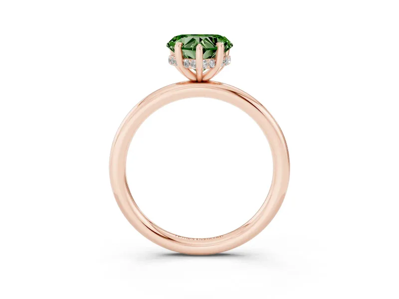 Heart-Shaped Hidden Halo Ring Setting for a Fancy Green Lab-Grown Diamond | Rose Gold