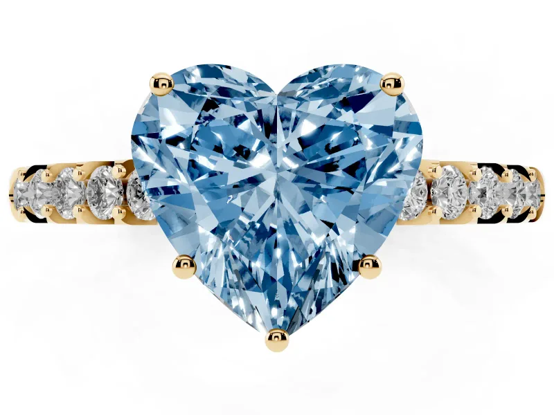 Heart-Shaped Engagement Ring Setting for a Fancy Blue Lab-Grown Diamond | Yellow Gold - Design NV-24649