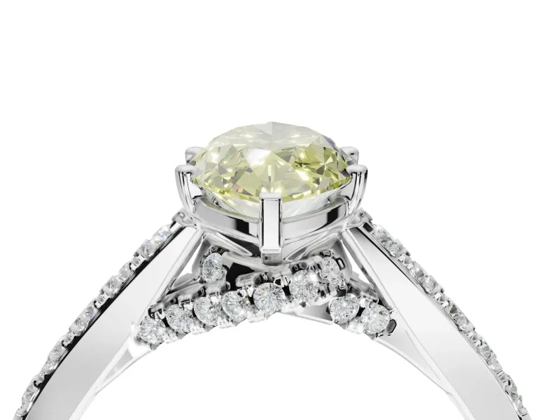Marquise Pavé Solitaire Engagement Ring Setting for a Fancy Yellow Lab-Grown Diamond | Crossover Gallery | Platinum