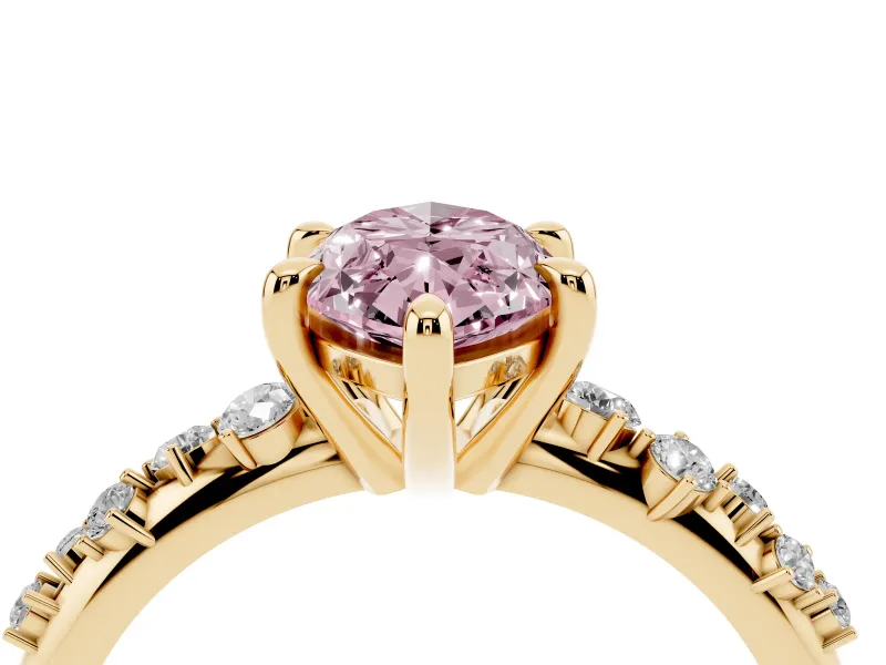 Marquise Graduated Accent Engagement Ring Setting for a Fancy Pink Lab-Grown Diamond | Yellow Gold