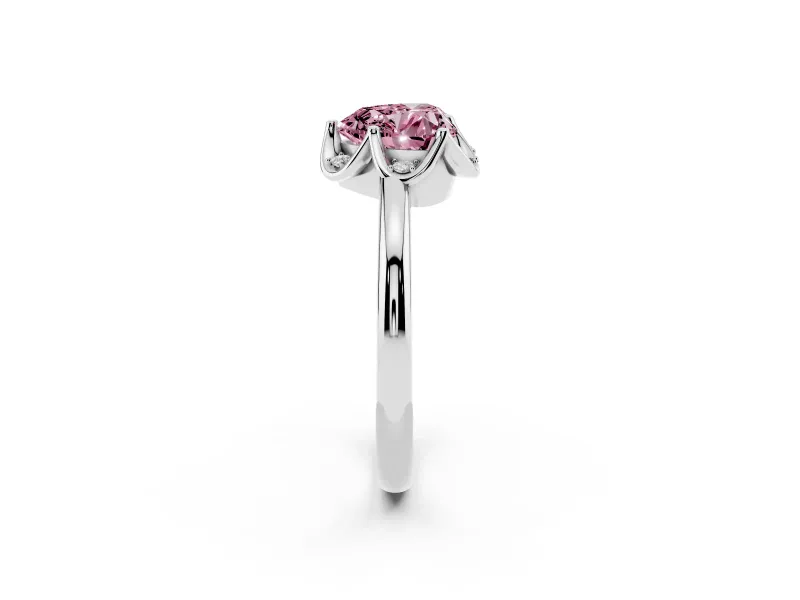 Heart-Shaped Petal Halo Engagement Ring Setting for a Fancy Pink Lab-Grown Diamond | Platinum