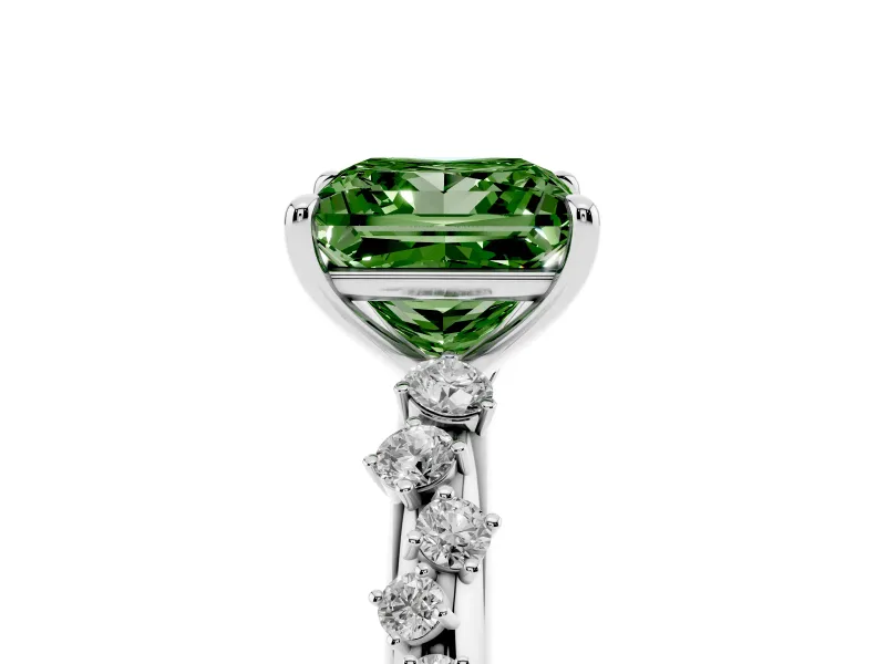 Princess Cut Graduated Solitaire Engagement Ring Setting for a Fancy Green Lab-Grown Diamond | Platinum