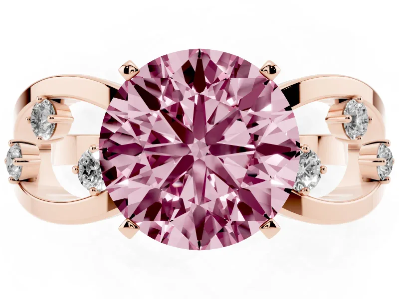 Round Loop Engagement Ring Setting for a Fancy Pink Lab-Grown Diamond | Rose Gold