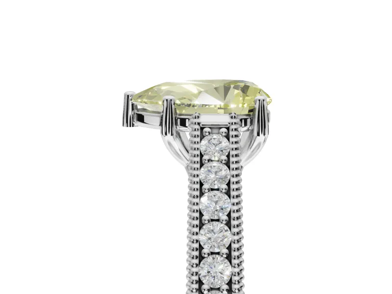 Pear-Shaped Vintage Pavé Engagement Ring Setting for a Fancy Yellow Lab-Grown Diamond | Sterling Silver
