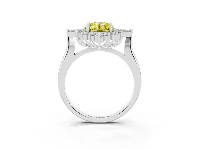 Round Engagement Ring Setting for a Fancy Yellow Lab-Grown Diamond | White Gold - Design NV-24790