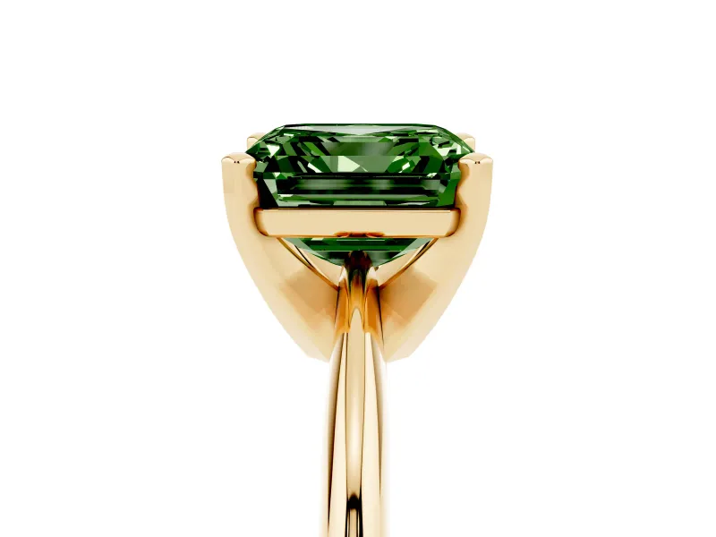 Asscher Cut Engagement Ring Setting for a Fancy Green Lab-Grown Diamond | Yellow Gold