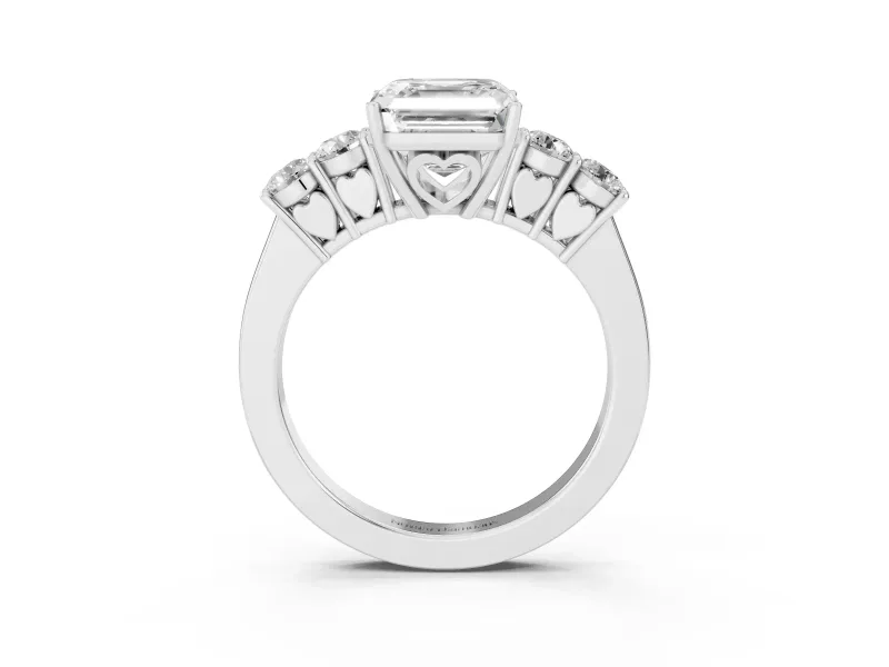 Asscher Cut Close Set Five Stone Engagement Ring Setting | Platinum