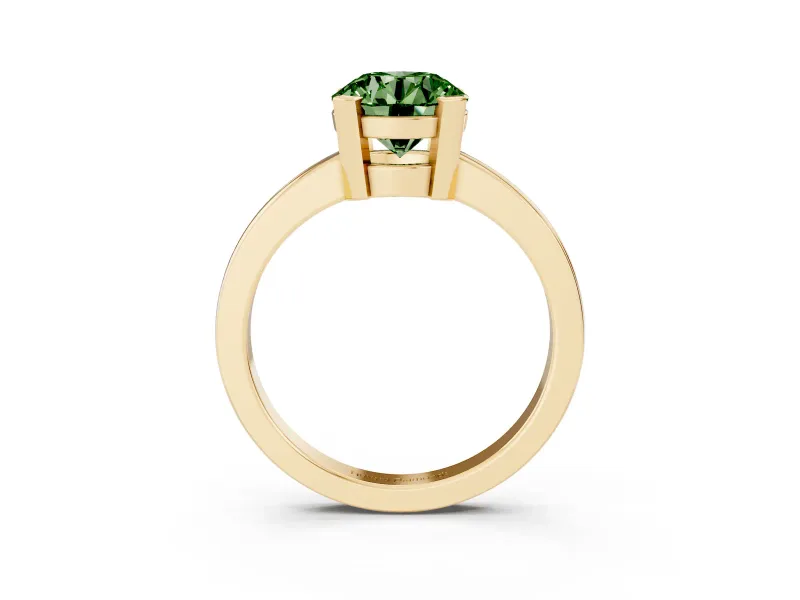 Round Tab Prong Solitaire Engagement Ring Setting for a Fancy Green Lab-Grown Diamond | Yellow Gold