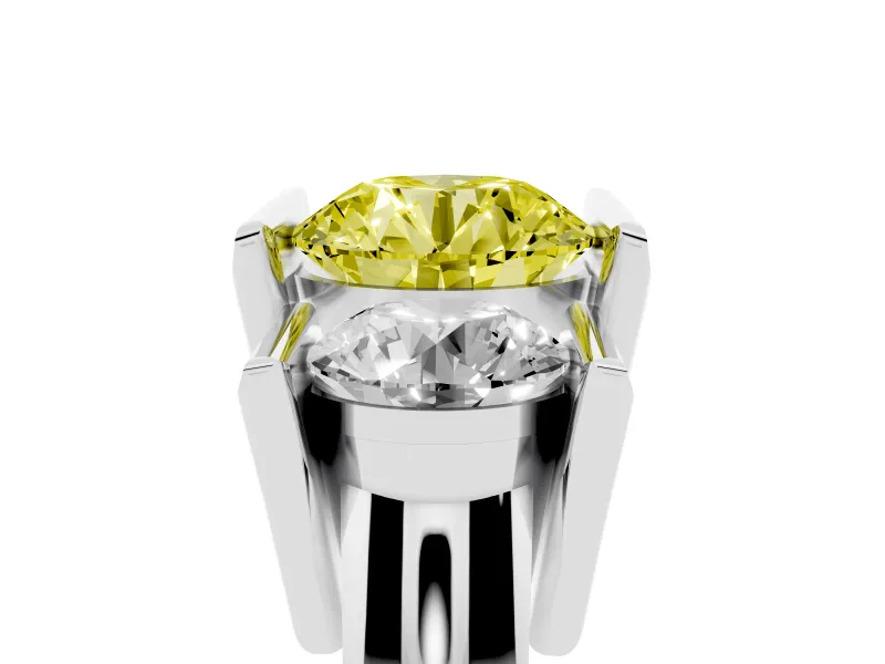 Fancy Yellow Round Cut Diamond Three-Stone Channel Set Ring Set in Silver with Smooth Polished Band
