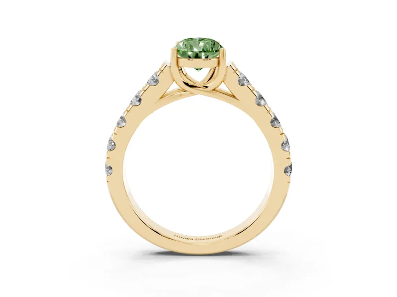 Pear-Shaped Engagement Ring Setting for a Fancy Green Lab-Grown Diamond | Yellow Gold - Design NV-24643
