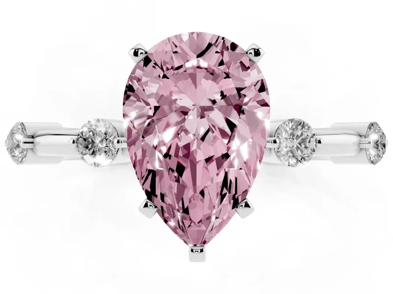 Pear-Shaped Bar Set Engagement Ring Setting for a Fancy Pink Lab-Grown Diamond | Platinum