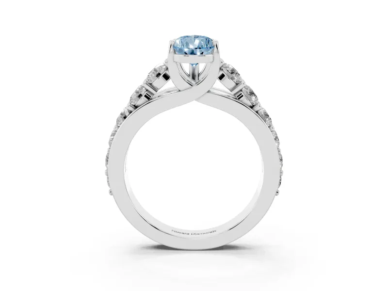 Pear-Shaped Graduated Engagement Ring Setting for a Fancy Blue Lab-Grown Diamond | White Gold