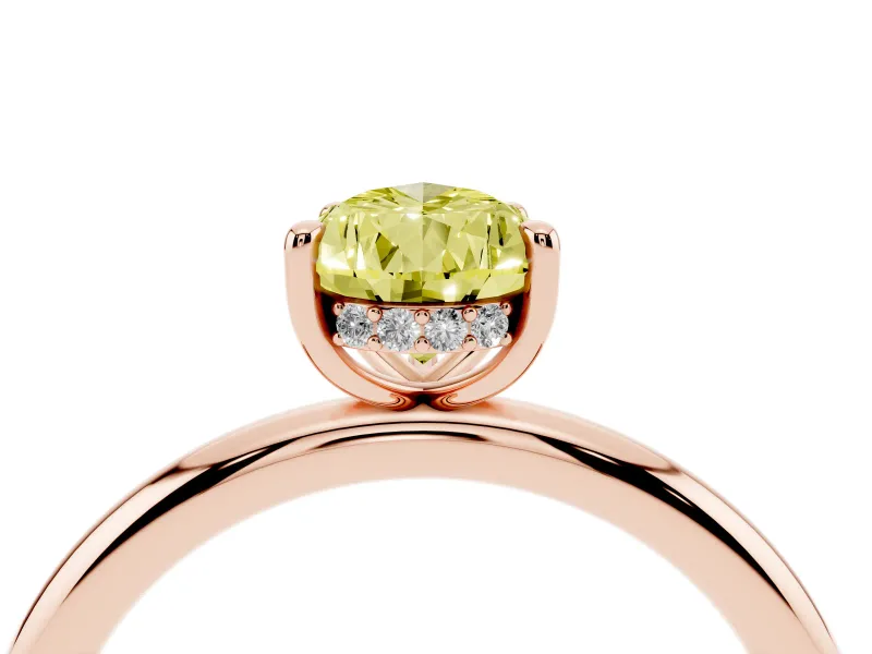 Pear-Shaped Hidden Halo Ring Setting for a Fancy Yellow Lab-Grown Diamond | Rose Gold