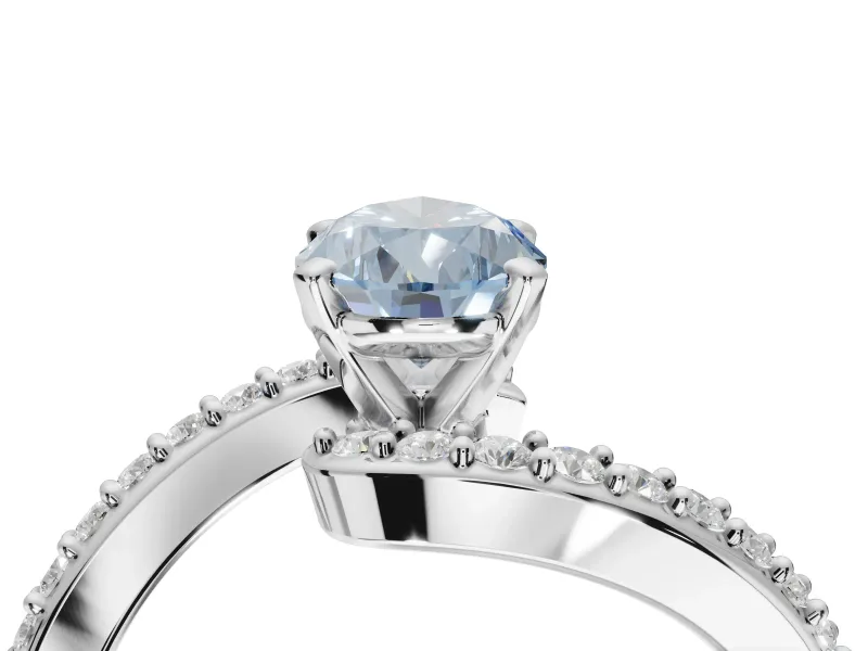 Pear-Shaped Bypass Pavé Engagement Ring Setting for a Fancy Blue Lab-Grown Diamond | White Gold