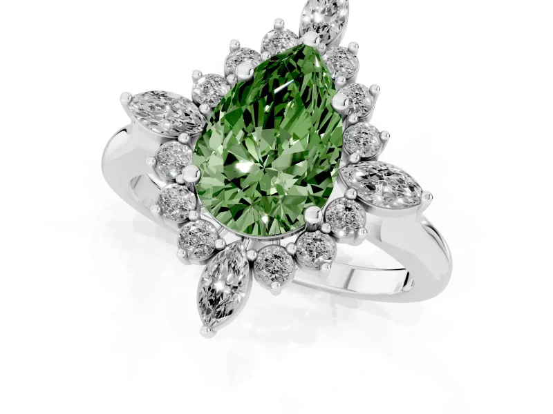 Pear-Shaped Engagement Ring Setting for a Fancy Green Lab-Grown Diamond | White Gold - Design NV-24790