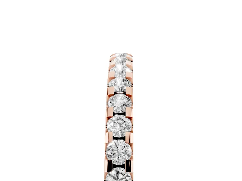 Round Lab-Grown Diamond Pavé Half Eternity Wedding Band | Low Shared Prongs | Rose Gold