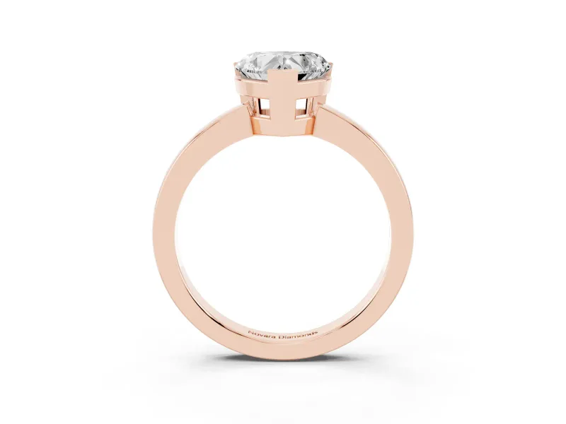Heart-Shaped Solitaire Engagement Ring Setting | Flat Tab Prongs | Rose Gold