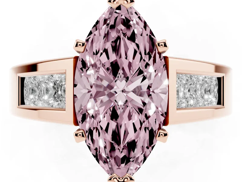Marquise Channel-Set Engagement Ring Setting for a Fancy Pink Lab-Grown Diamond | Rose Gold