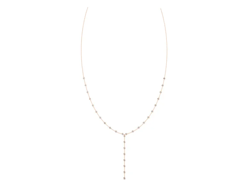 Round Lab-Grown Diamond Bezel Station Y Necklace | Station Drop | Rose Gold