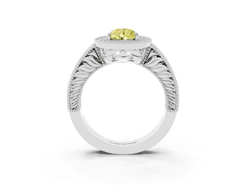 Pear-Shaped Halo Engagement Ring Setting for a Fancy Yellow Lab-Grown Diamond | Platinum