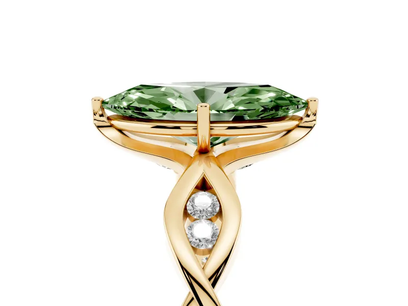 Marquise Twisted Infinity Engagement Ring Setting for a Fancy Green Lab-Grown Diamond | Yellow Gold