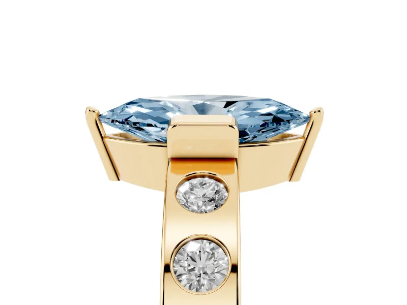 Marquise Tension Style Engagement Ring Setting for a Fancy Blue Lab-Grown Diamond | Yellow Gold