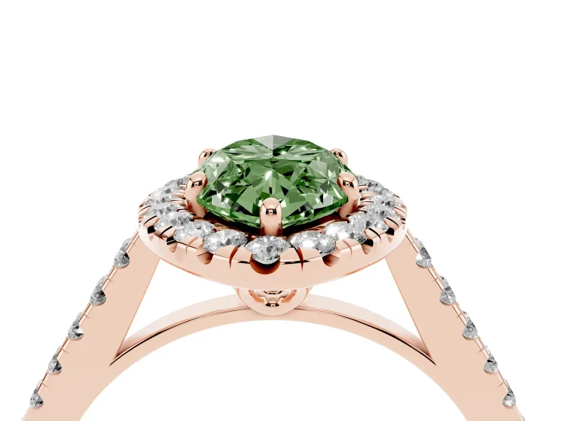 Marquise Raised Halo Engagement Ring Setting for a Fancy Green Lab-Grown Diamond | Rose Gold