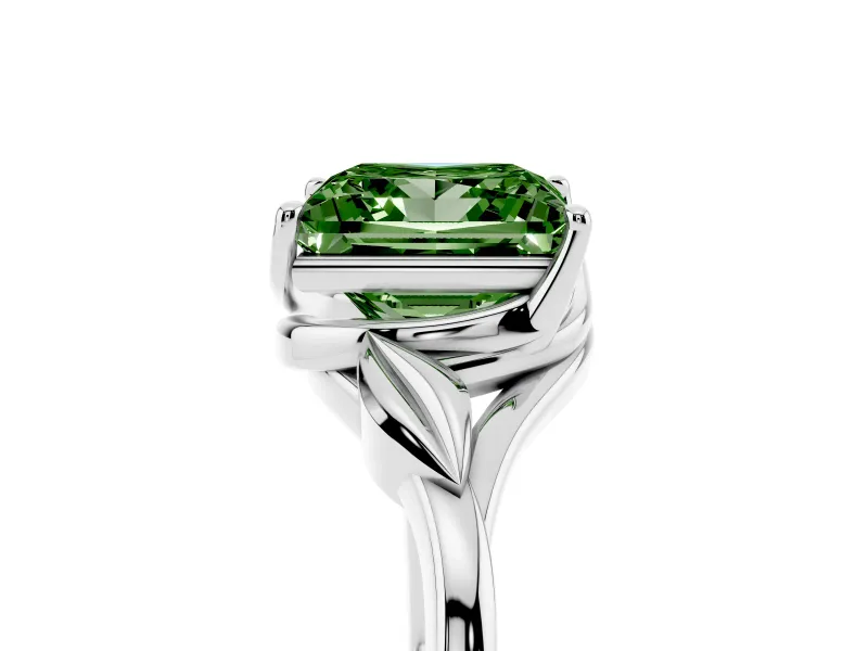 Princess Cut Leaf Bypass Solitaire Engagement Ring Setting for a Fancy Green Lab-Grown Diamond | Platinum
