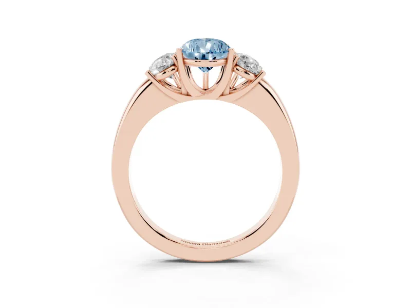 Pear-Shaped Three Stone Engagement Ring Setting for a Fancy Blue Lab-Grown Diamond | Matching Side Stones | Rose Gold