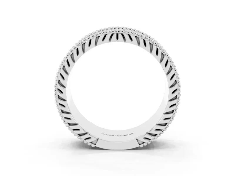 Round Diamond Pavé Eternity Band Set in Platinum with Bead Prong Setting