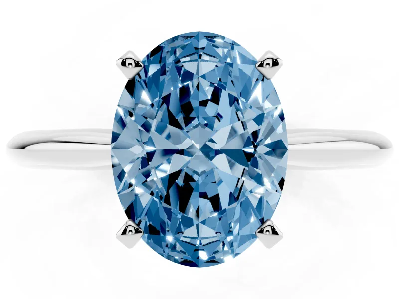 Oval Engagement Ring Setting for a Fancy Blue Lab-Grown Diamond | Sterling Silver
