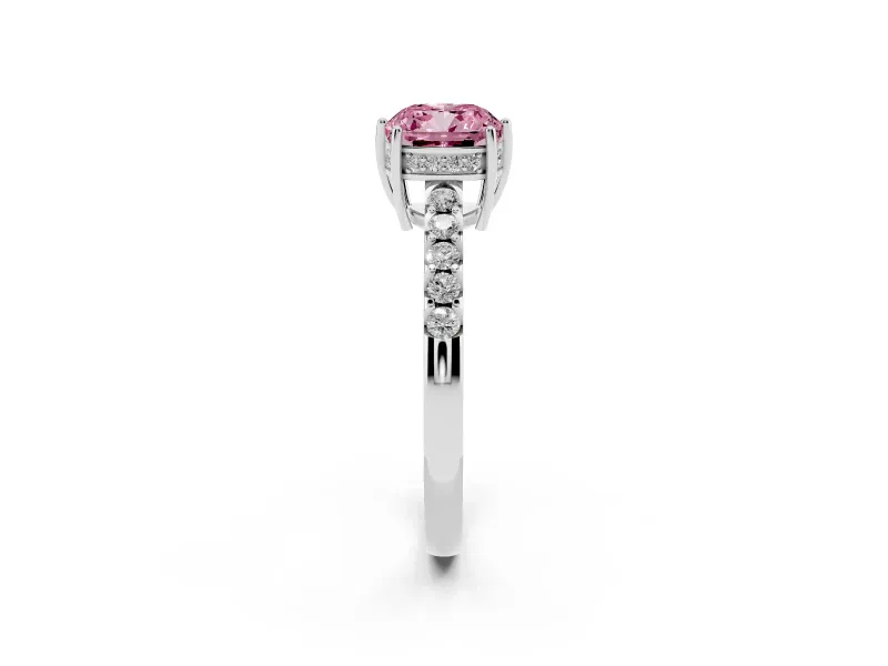 Cushion Cut Engagement Ring Setting for a Fancy Pink Lab-Grown Diamond | White Gold - Design NV-24649