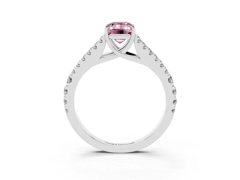 Emerald Cut Graduated Split Shank Engagement Ring Setting for a Fancy Pink Lab-Grown Diamond | Platinum