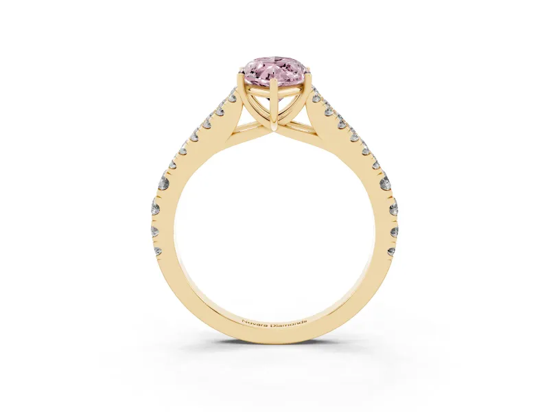 Marquise Graduated Split Shank Engagement Ring Setting for a Fancy Pink Lab-Grown Diamond | Yellow Gold