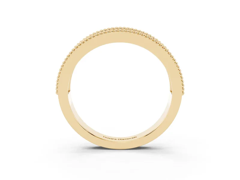 Round Lab-Grown Diamond Vintage Twisted Openwork Wedding Band | Milgrain Edges | Yellow Gold