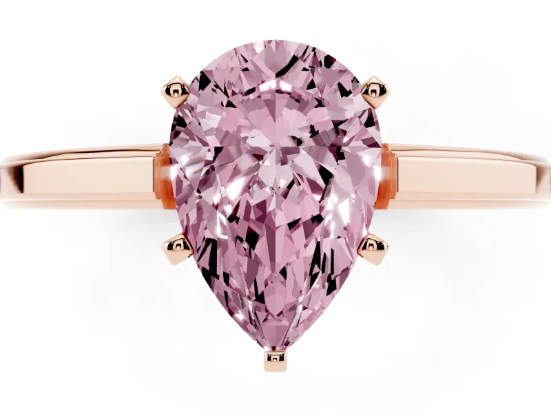 Pear-Shaped Solitaire Engagement Ring Setting for a Fancy Pink Lab-Grown Diamond | Stepped Flat Band | Rose Gold