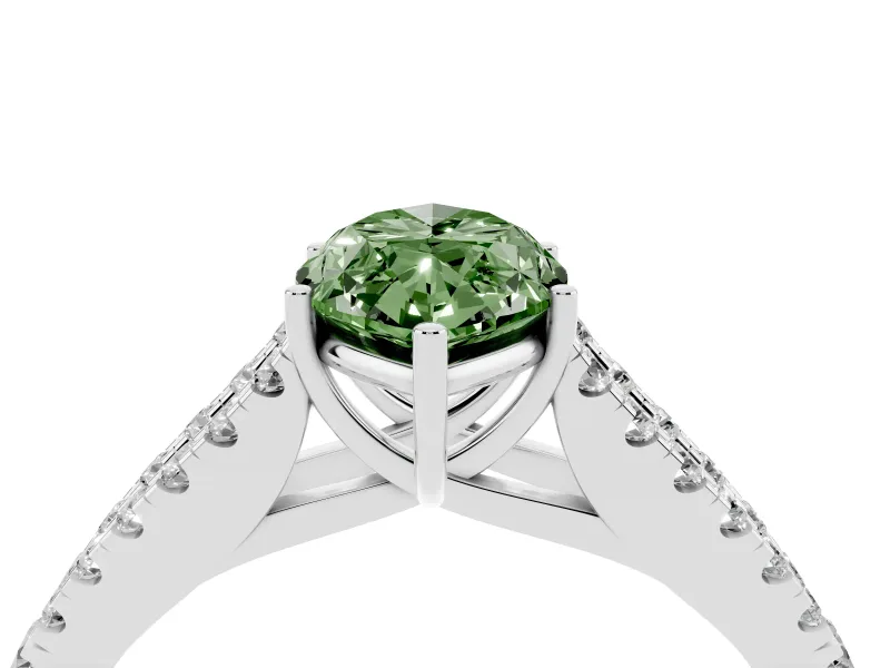 Marquise Graduated Split Shank Engagement Ring Setting for a Fancy Green Lab-Grown Diamond | Sterling Silver